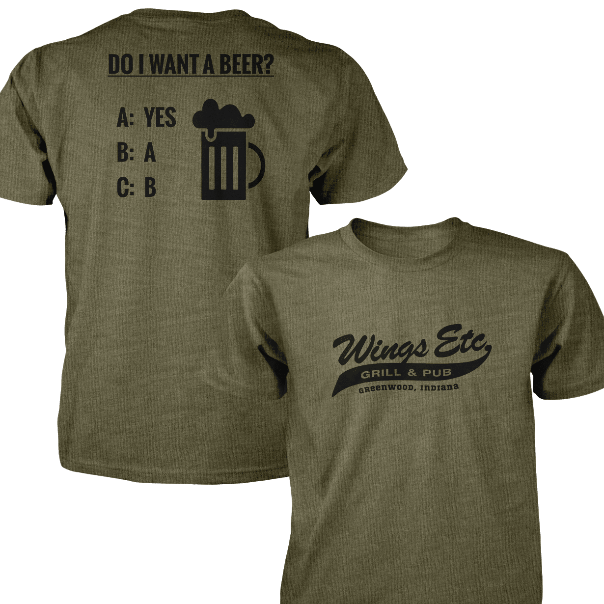 Wings Etc. Do I Want A Beer? - Next Level Premium Cvc Crew T-Shirt - Greenwood Indiana
