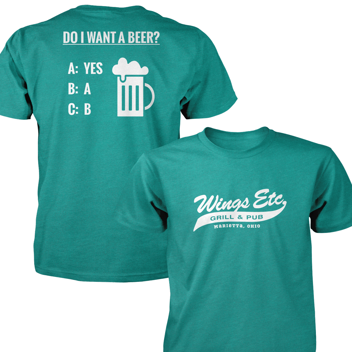 Wings Etc. Do I Want A Beer? - Next Level Premium Cvc Crew T-Shirt - Marietta Ohio
