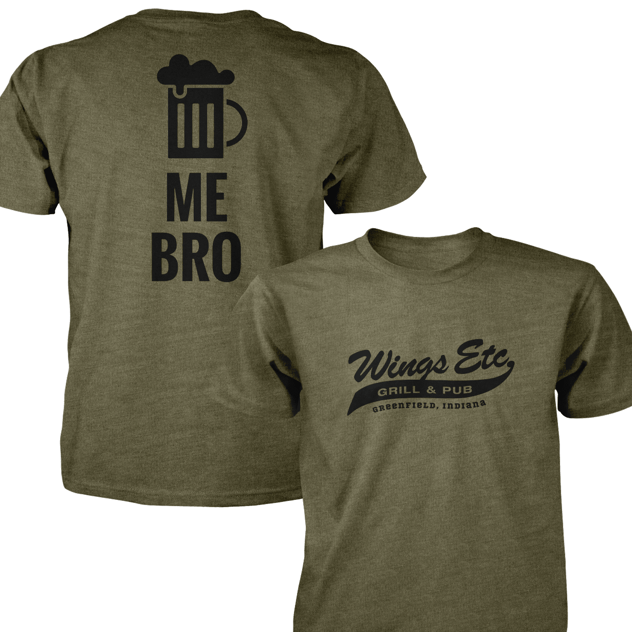 Wings Etc. Beer Me Bro - Next Level Premium Cvc Crew T-Shirt - Greenfield Indiana