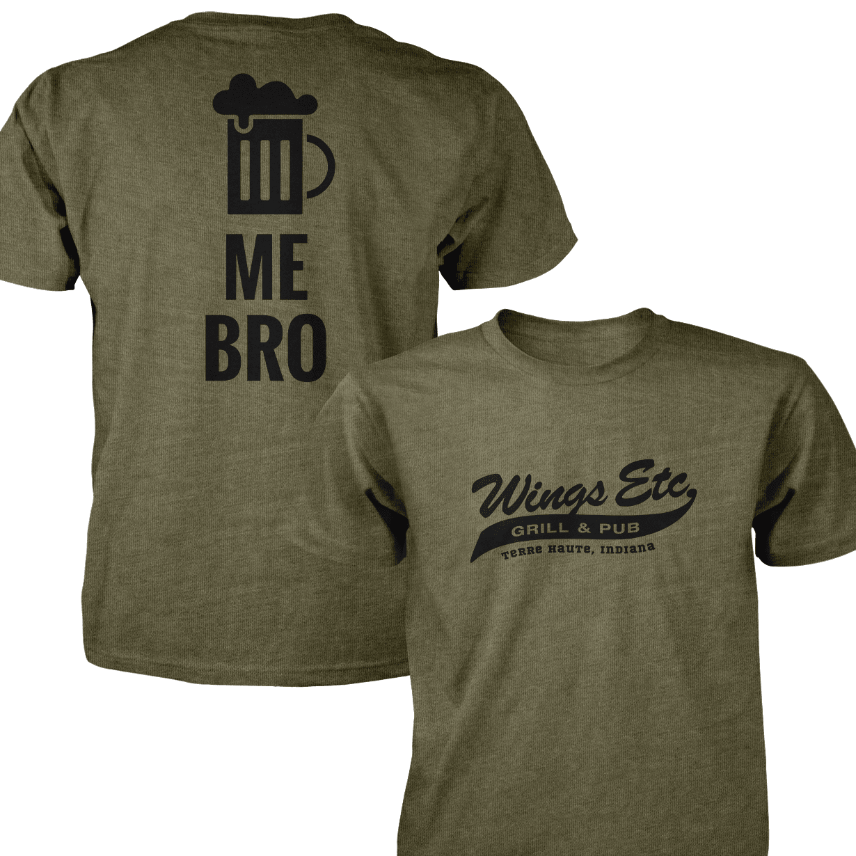 Wings Etc. Beer Me Bro - Next Level Premium Cvc Crew T-Shirt - Terre Haute Indiana