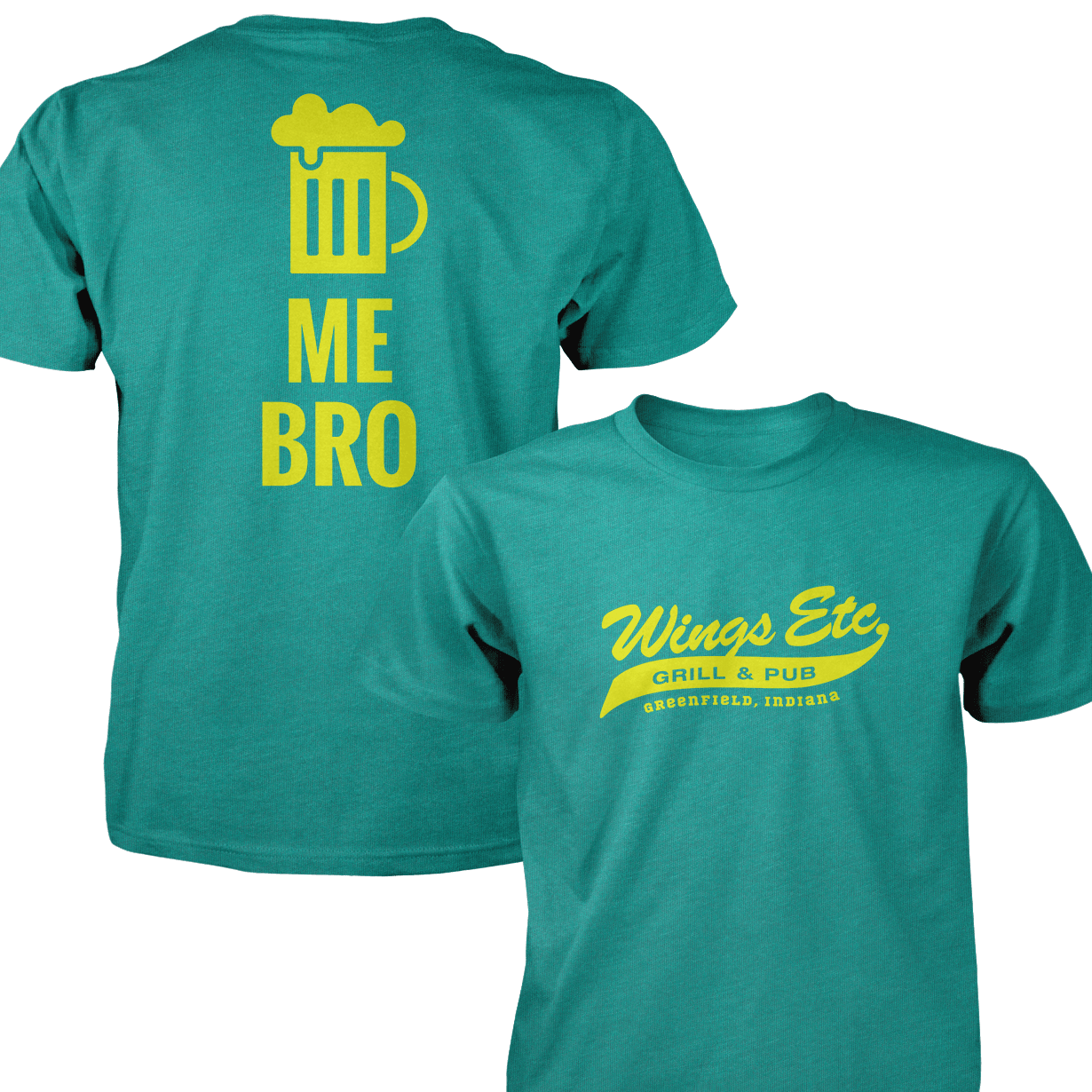 Wings Etc. Beer Me Bro - Next Level Premium Cvc Crew T-Shirt - Greenfield Indiana
