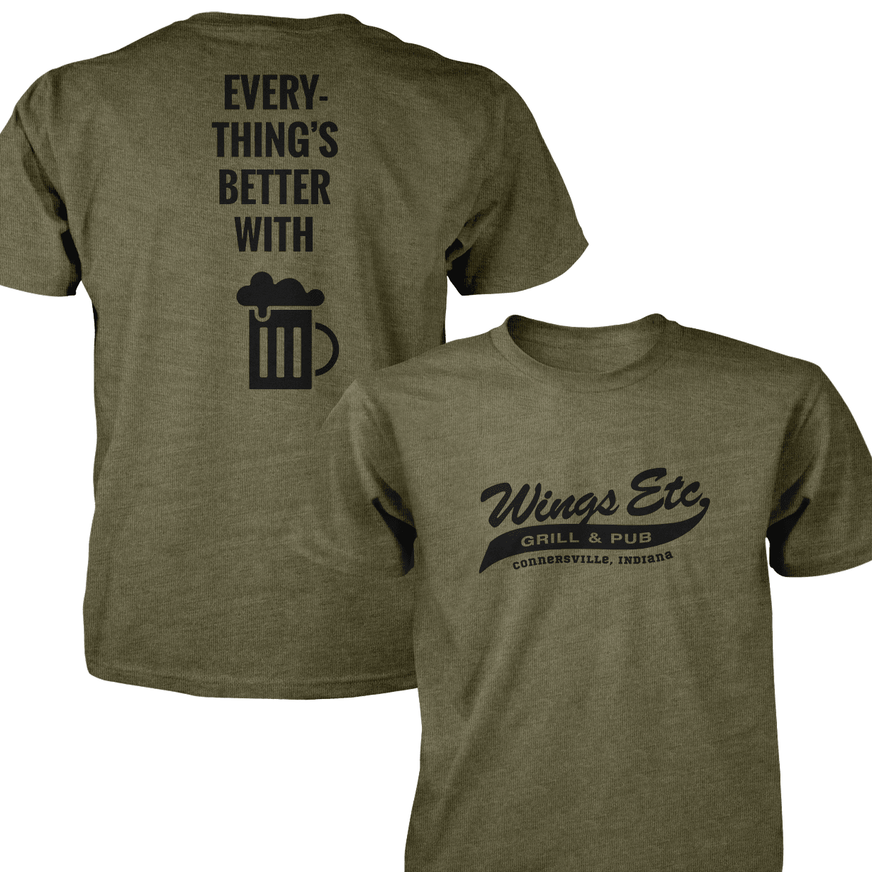 Wings Etc. Everythings Better - Next Level Premium Cvc Crew T-Shirt - Connersville Indiana