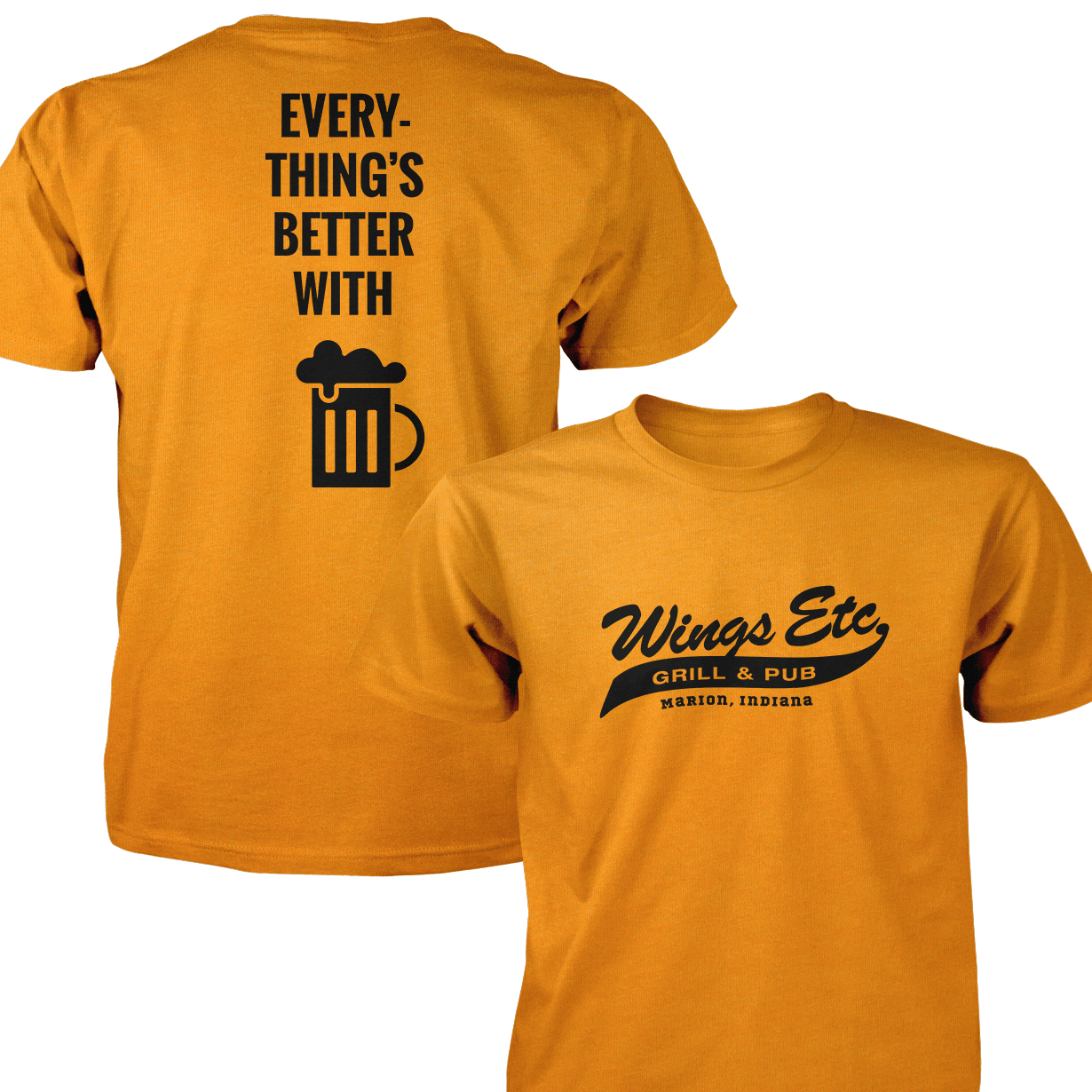 Wings Etc. Everythings Better - Next Level Premium Cvc Crew T-Shirt - Marion Indiana