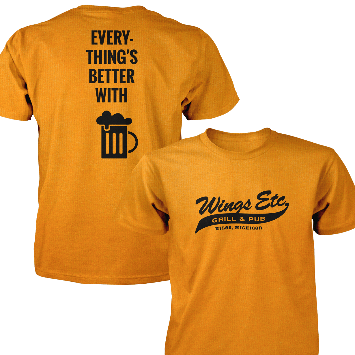 Wings Etc. Everythings Better - Next Level Premium Cvc Crew T-Shirt - Niles Michigan
