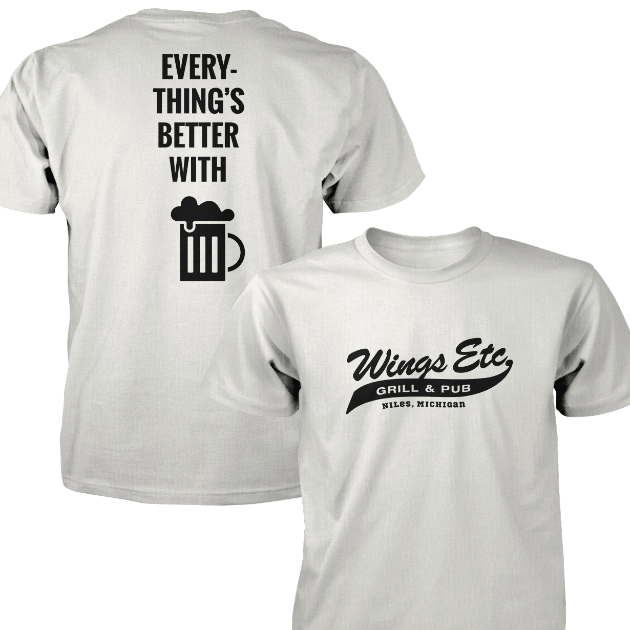 Wings Etc. Everythings Better - Next Level Premium Cvc Crew T-Shirt - Niles Michigan