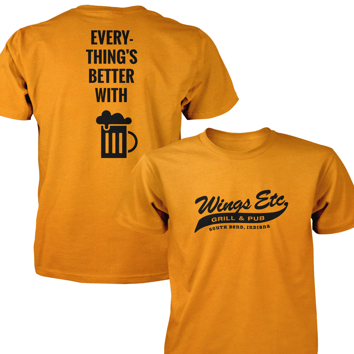 Wings Etc. Everythings Better - Next Level Premium Cvc Crew T-Shirt - South Bend Indiana