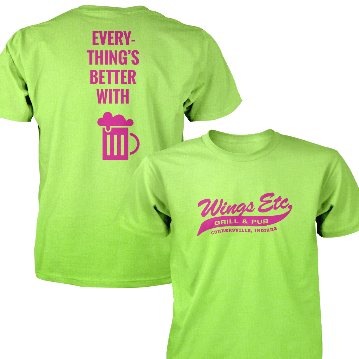 Wings Etc. Everythings Better - Next Level Premium Cvc Crew T-Shirt - Connersville Indiana