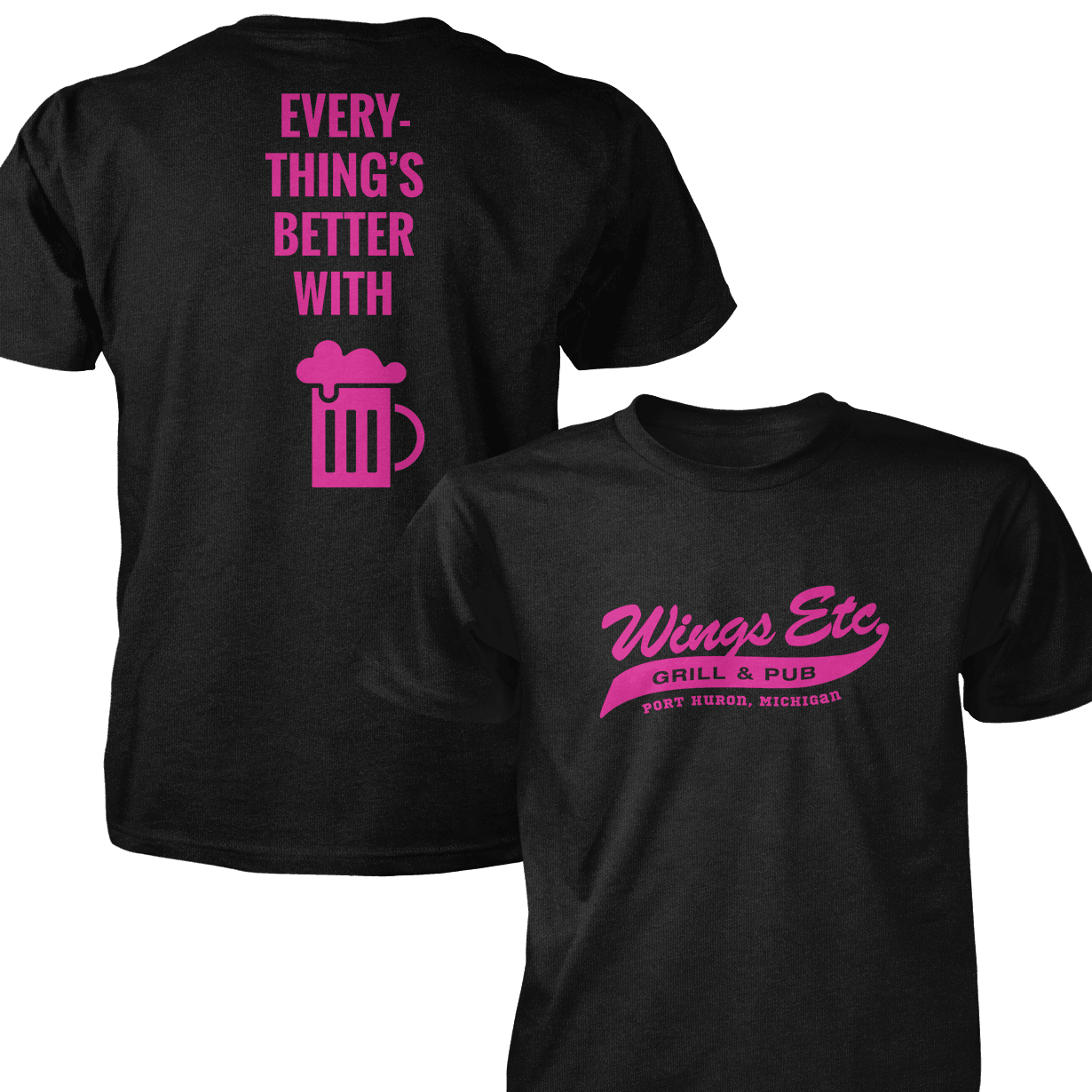 Wings Etc. Everythings Better - Next Level Premium Cvc Crew T-Shirt - Port Huron Michigan