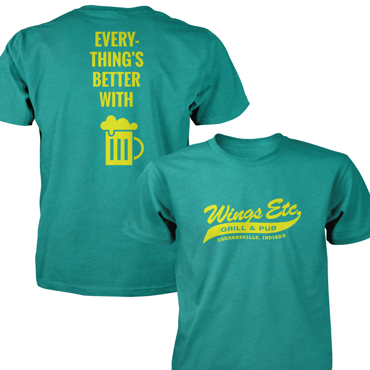 Wings Etc. Everythings Better - Next Level Premium Cvc Crew T-Shirt - Connersville Indiana