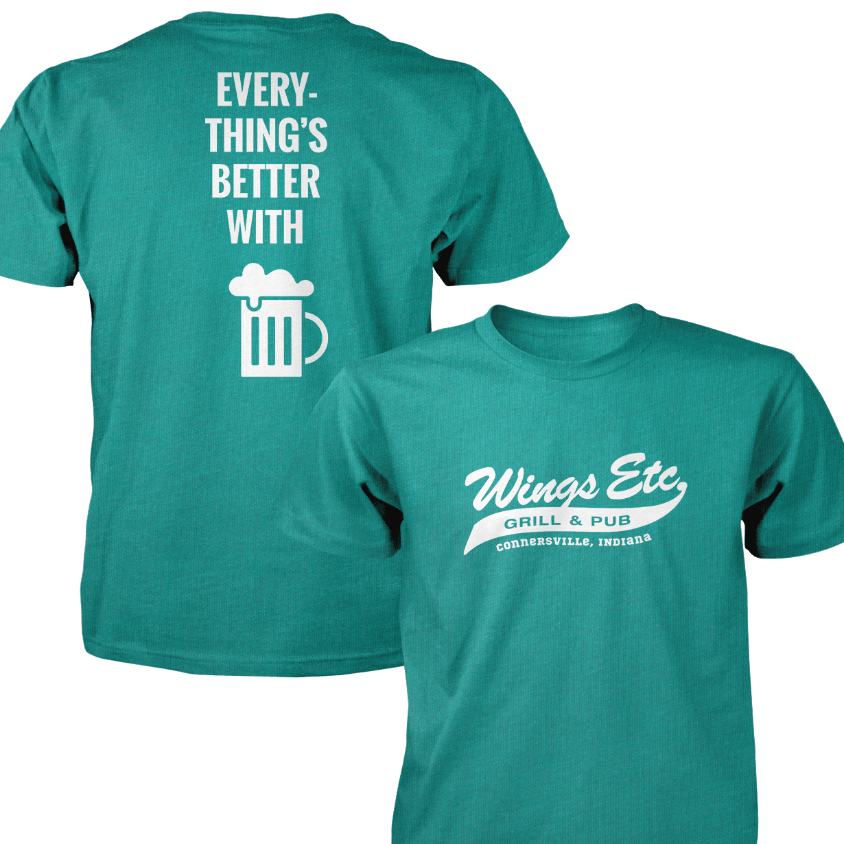Wings Etc. Everythings Better - Next Level Premium Cvc Crew T-Shirt - Connersville Indiana