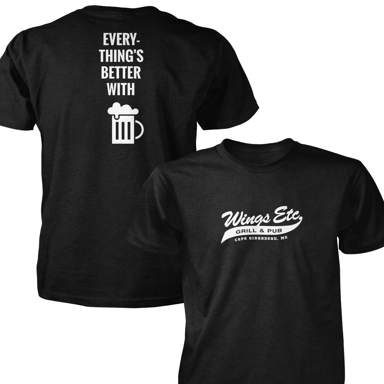 Wings Etc. Everythings Better - Next Level Premium Cvc Crew T-Shirt - Cape Girardeau Missouri