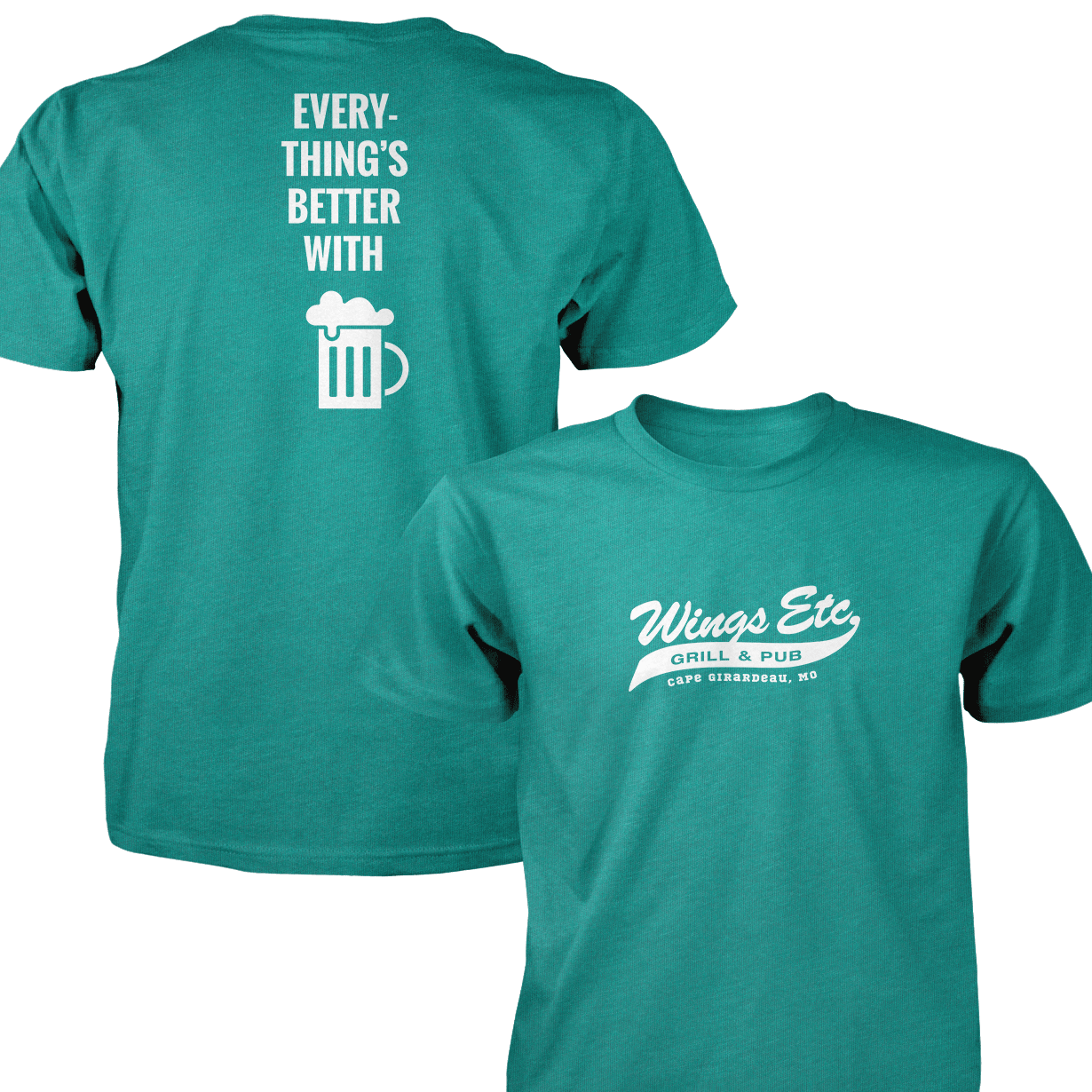 Wings Etc. Everythings Better - Next Level Premium Cvc Crew T-Shirt - Cape Girardeau Missouri