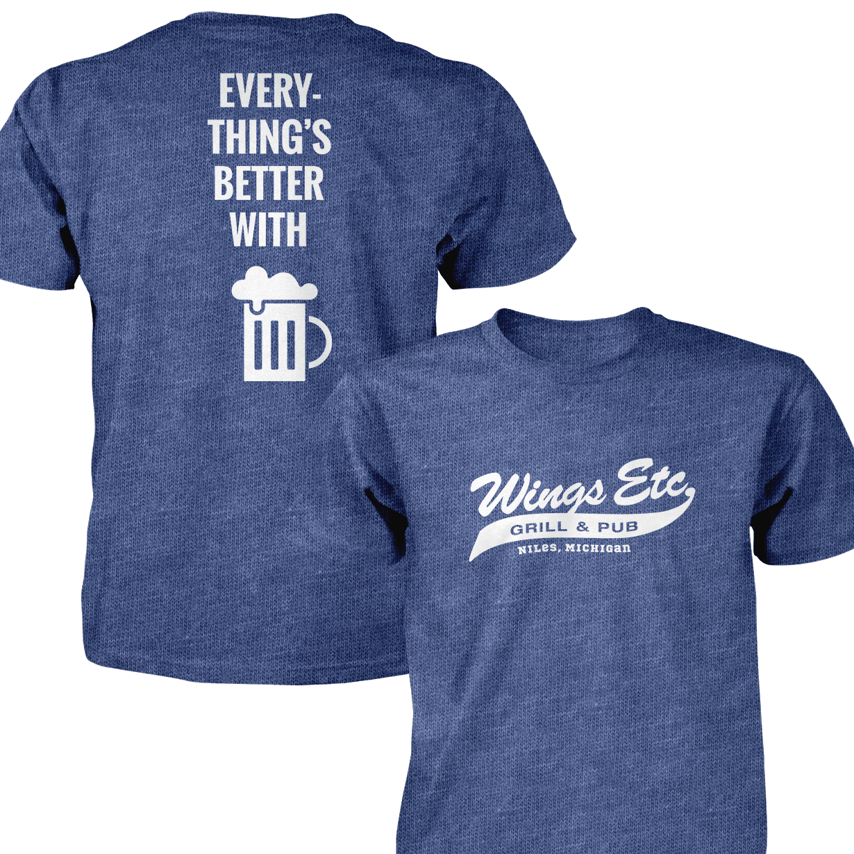 Wings Etc. Everythings Better - Next Level Premium Cvc Crew T-Shirt - Niles Michigan