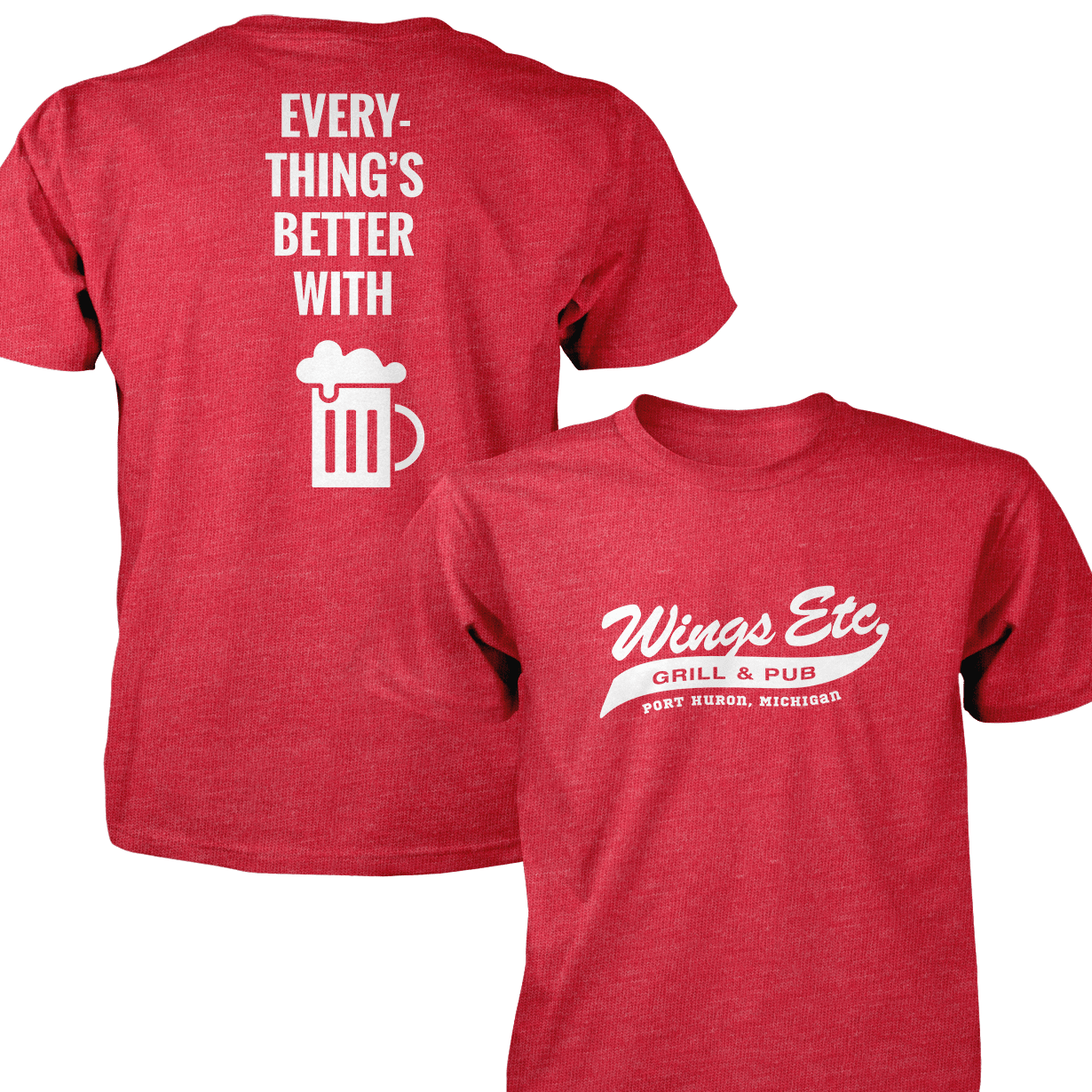 Wings Etc. Everythings Better - Next Level Premium Cvc Crew T-Shirt - Port Huron Michigan