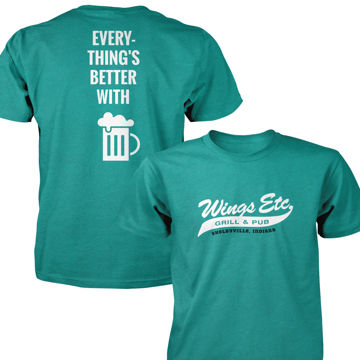 Wings Etc. Everythings Better - Next Level Premium Cvc Crew T-Shirt - Shelbyville Indiana