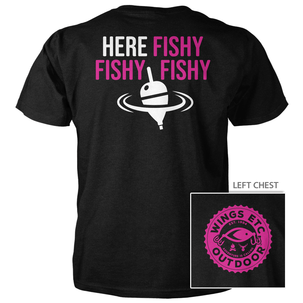 Wings Etc. Outdoor: Here Fishy (Gear) - Next Level Premium Cvc Crew T-Shirt