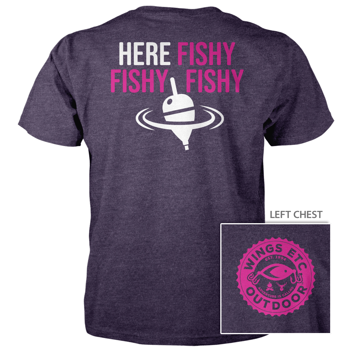 Wings Etc. Outdoor: Here Fishy (Gear) - Next Level Premium Cvc Crew T-Shirt