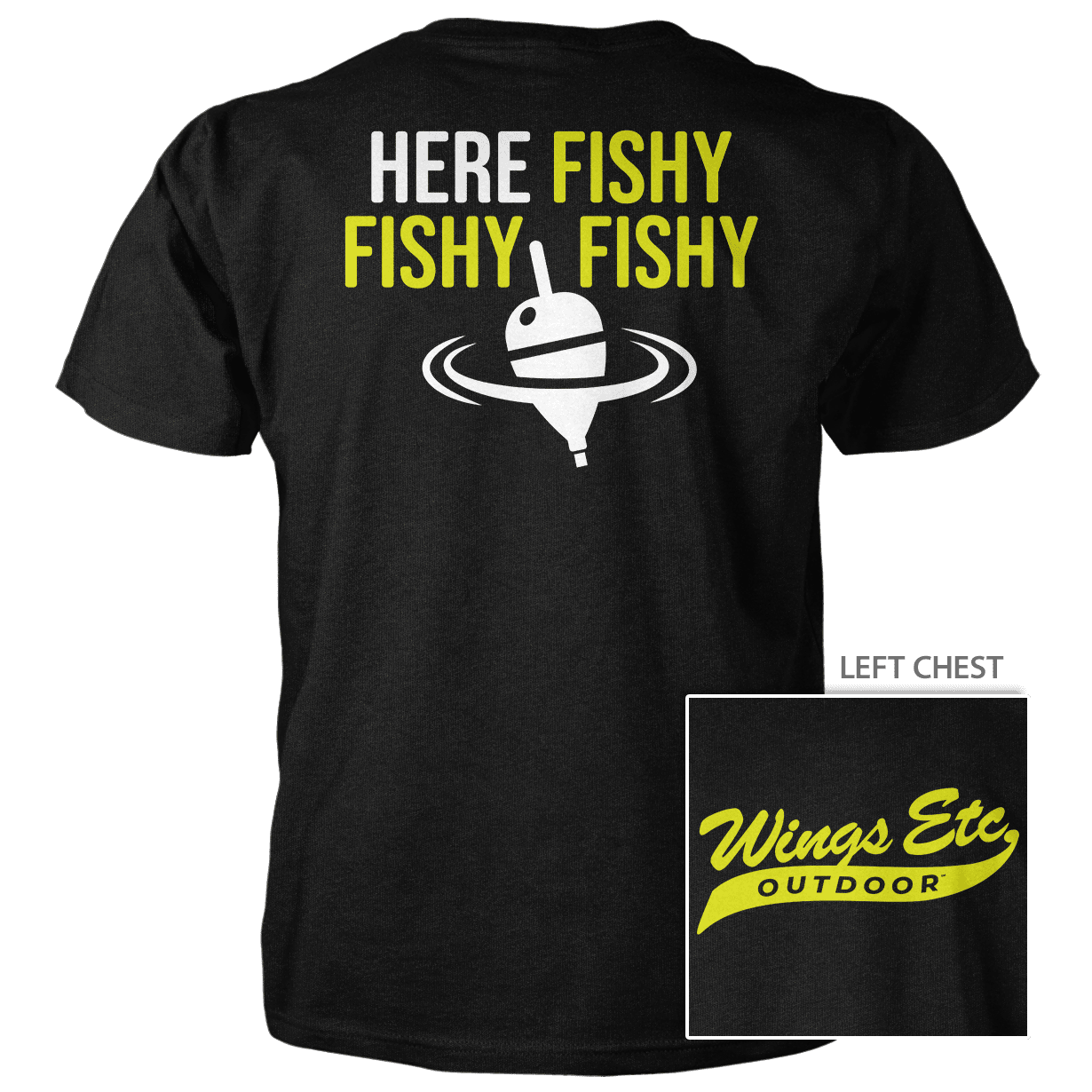 Wings Etc. Outdoor: Here Fishy (Swoosh) - Next Level Premium Cvc Crew T-Shirt