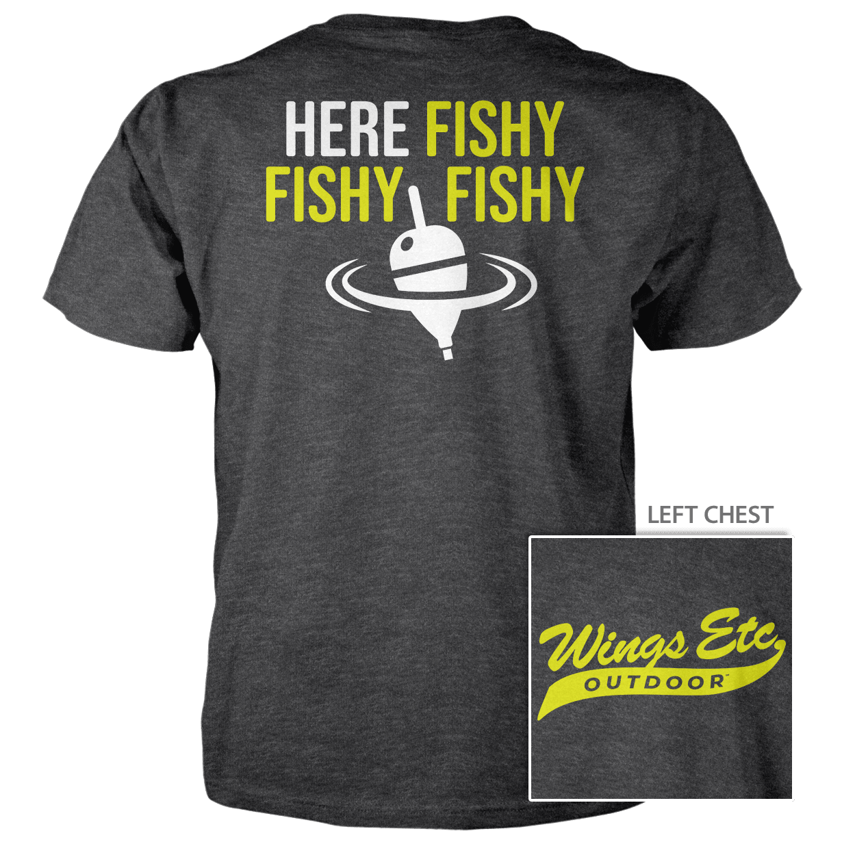 Wings Etc. Outdoor: Here Fishy (Swoosh) - Next Level Premium Cvc Crew T-Shirt