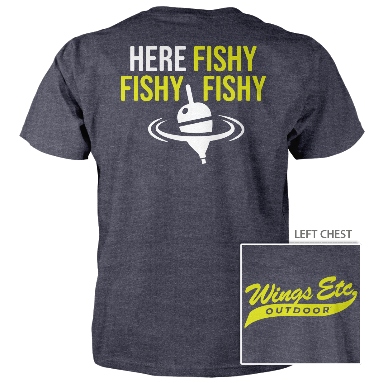 Wings Etc. Outdoor: Here Fishy (Swoosh) - Next Level Premium Cvc Crew T-Shirt