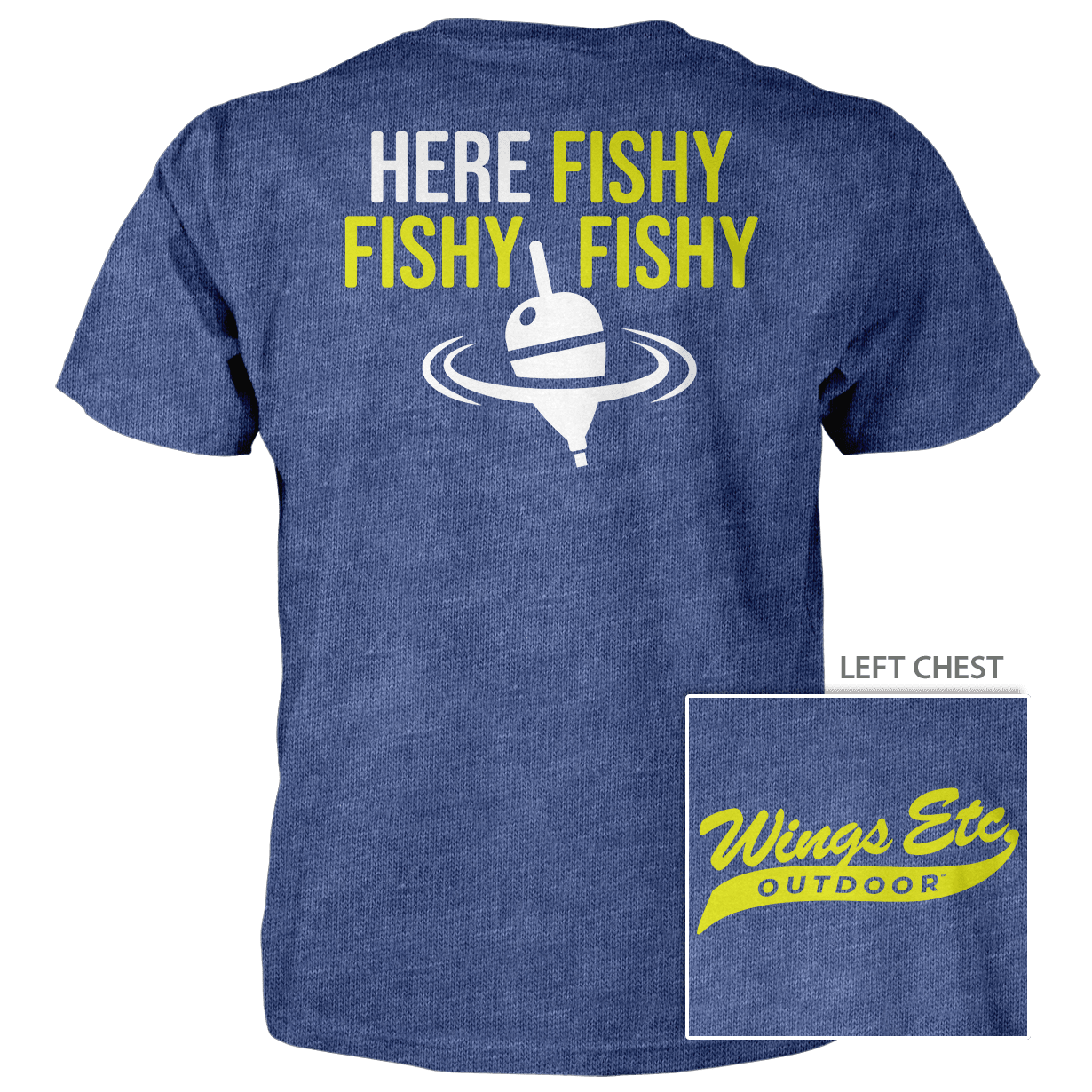Wings Etc. Outdoor: Here Fishy (Swoosh) - Next Level Premium Cvc Crew T-Shirt