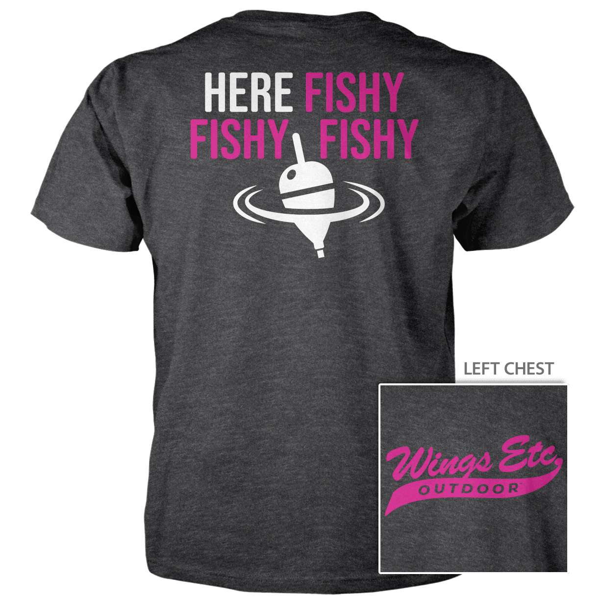 Wings Etc. Outdoor: Here Fishy (Swoosh) - Next Level Premium Cvc Crew T-Shirt