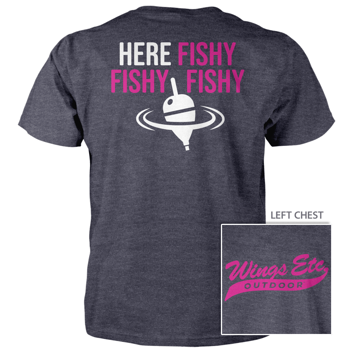 Wings Etc. Outdoor: Here Fishy (Swoosh) - Next Level Premium Cvc Crew T-Shirt