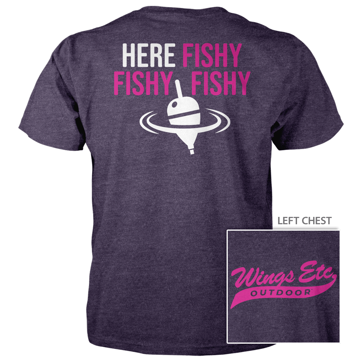 Wings Etc. Outdoor: Here Fishy (Swoosh) - Next Level Premium Cvc Crew T-Shirt