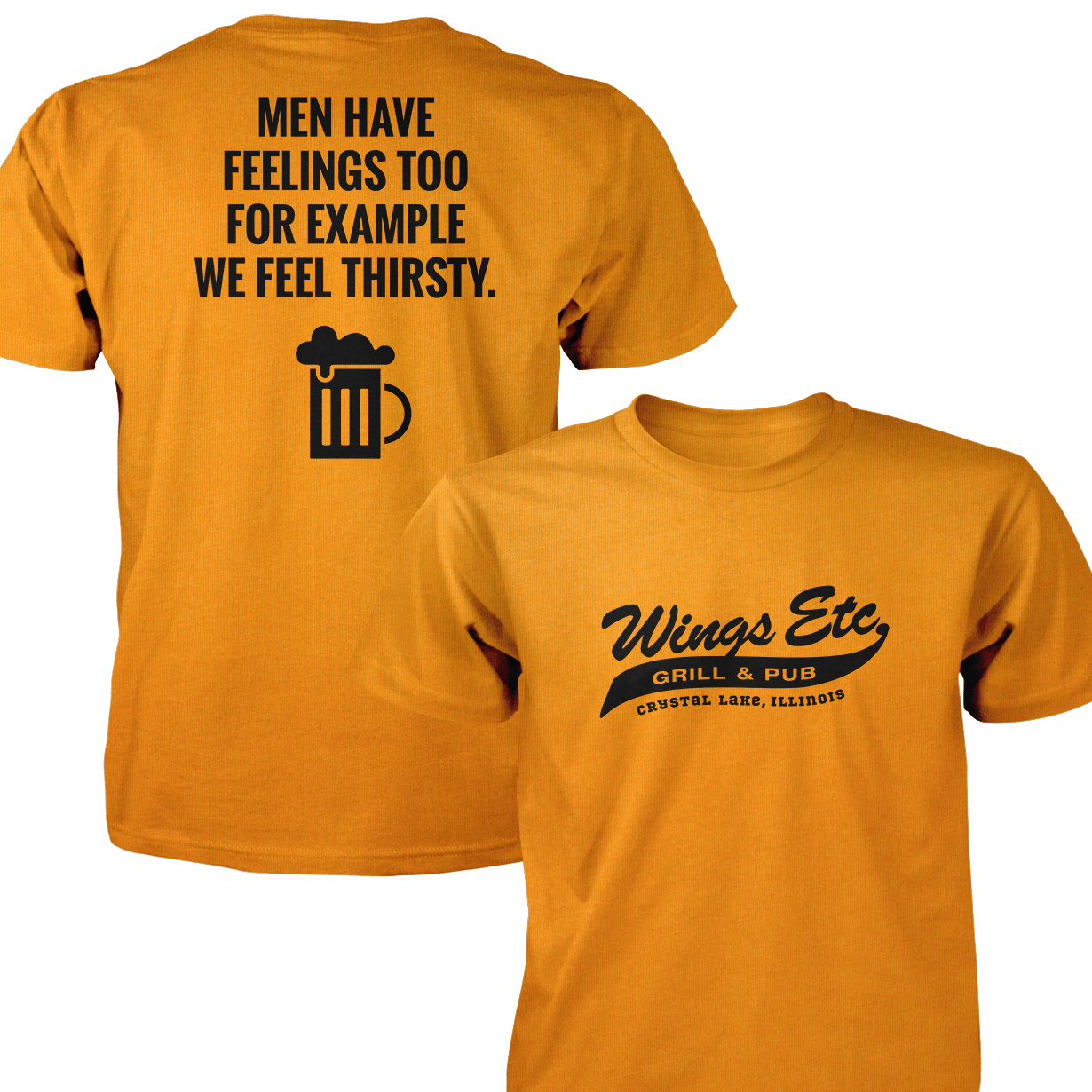 Wings Etc. Men Have Feelings Too - Next Level Premium Cvc Crew T-Shirt - Crystal Lake Illinois