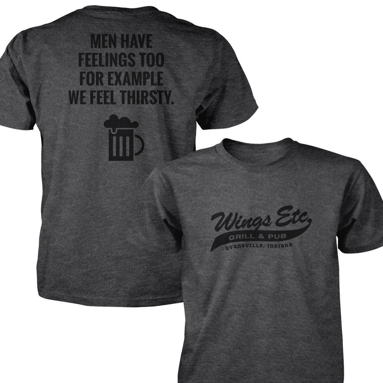 Wings Etc. Men Have Feelings Too - Next Level Premium Cvc Crew T-Shirt - Evansville Indiana