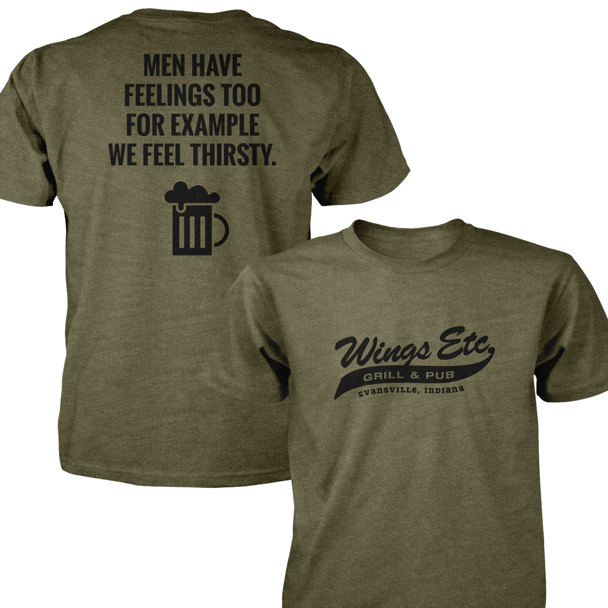 Wings Etc. Men Have Feelings Too - Next Level Premium Cvc Crew T-Shirt - Evansville Indiana