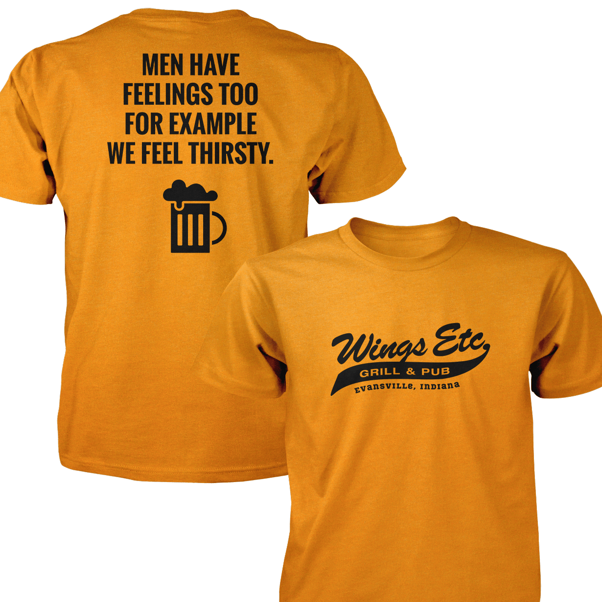 Wings Etc. Men Have Feelings Too - Next Level Premium Cvc Crew T-Shirt - Evansville Indiana