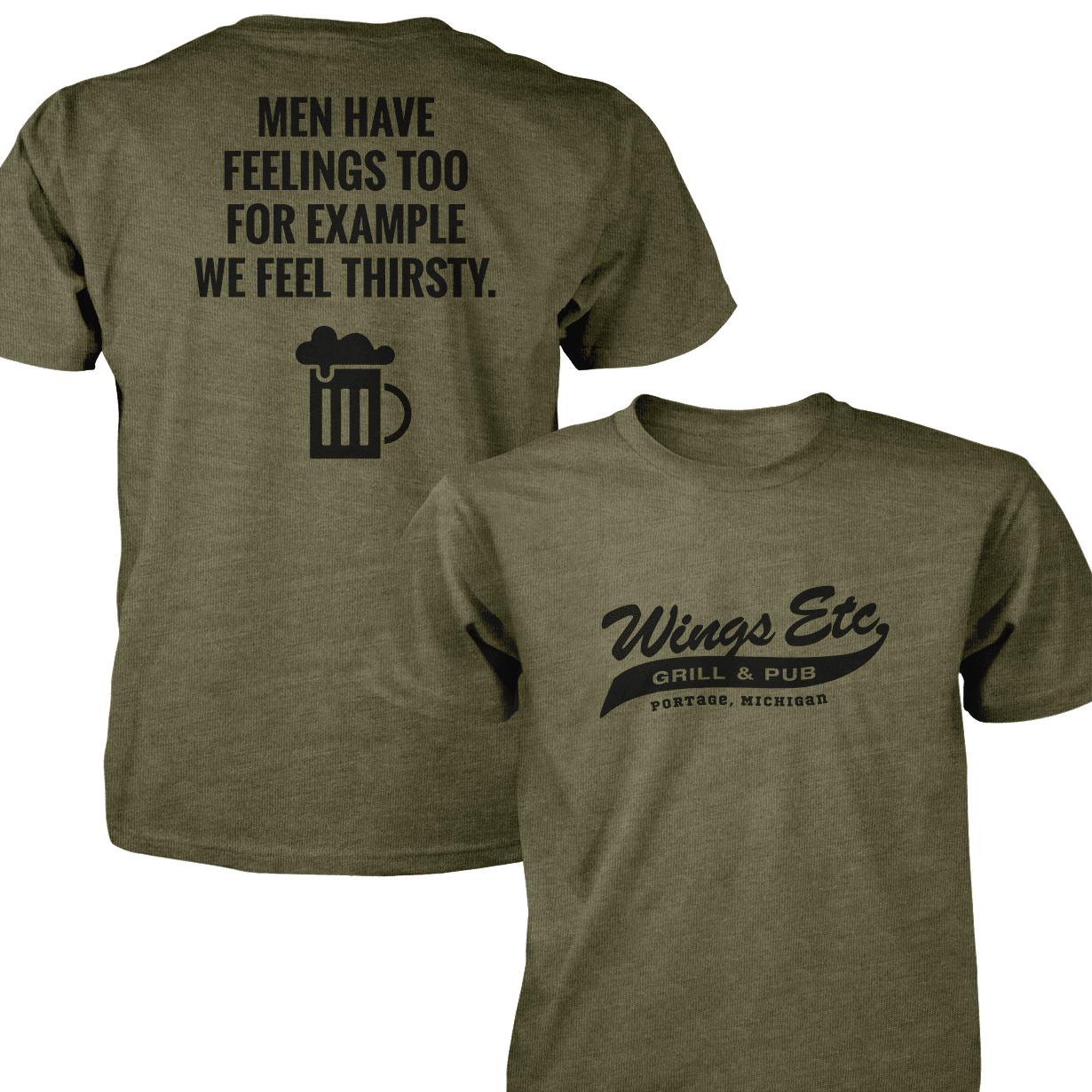 Wings Etc. Men Have Feelings Too - Next Level Premium Cvc Crew T-Shirt - Portage Michigan