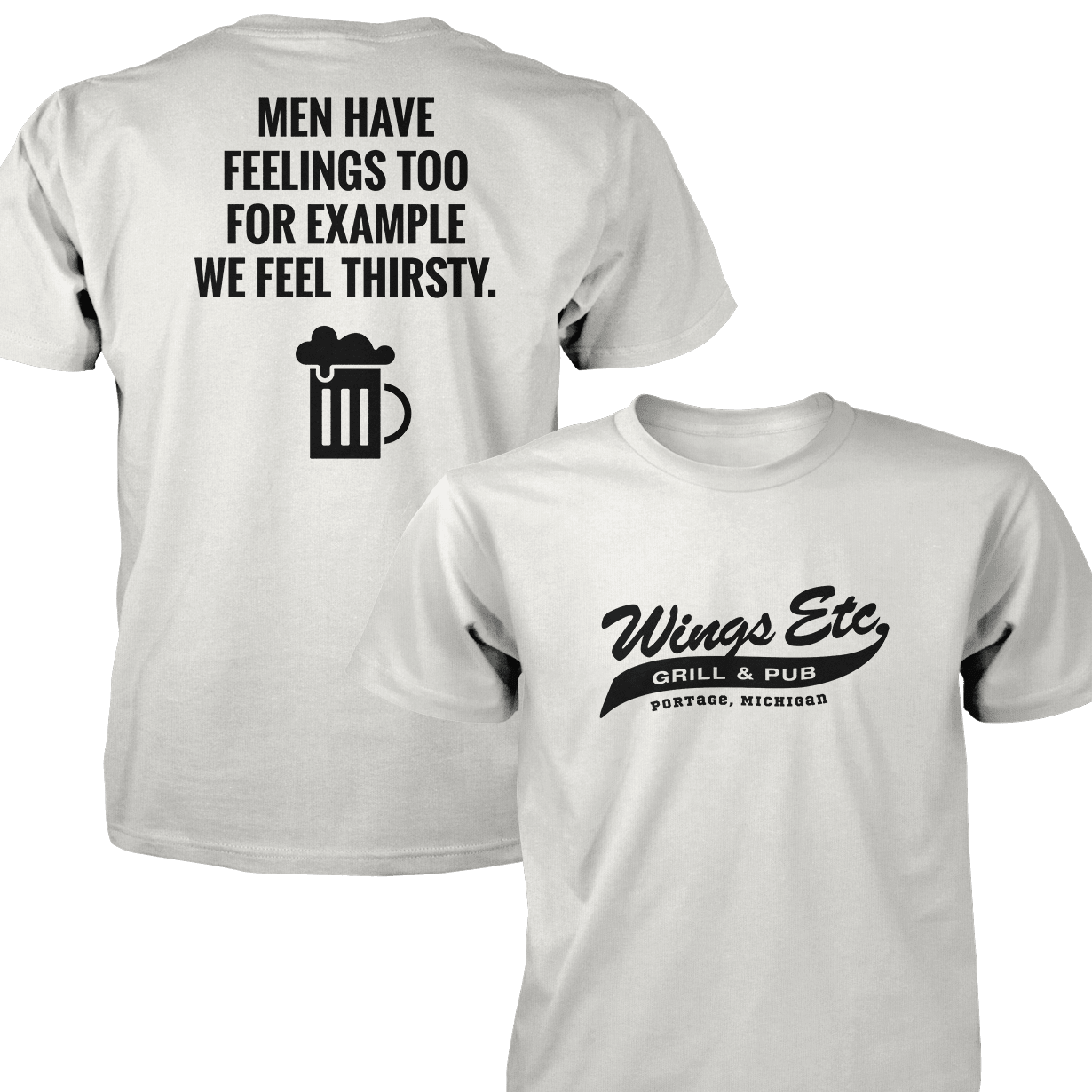 Wings Etc. Men Have Feelings Too - Next Level Premium Cvc Crew T-Shirt - Portage Michigan