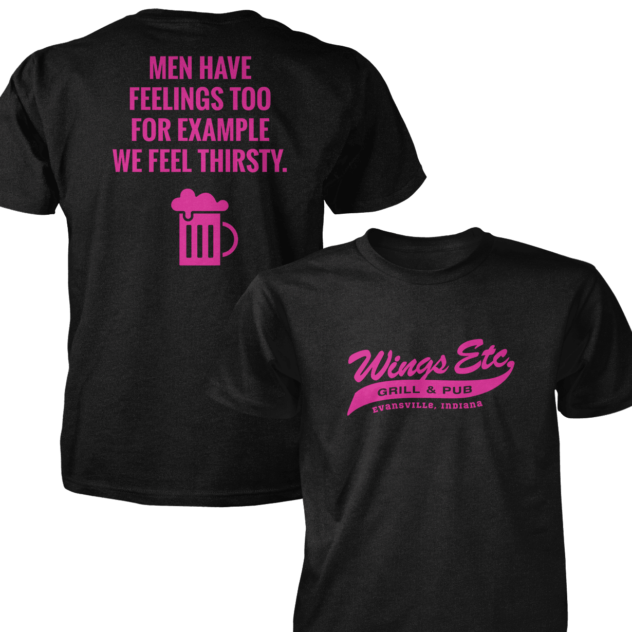 Wings Etc. Men Have Feelings Too - Next Level Premium Cvc Crew T-Shirt - Evansville Indiana