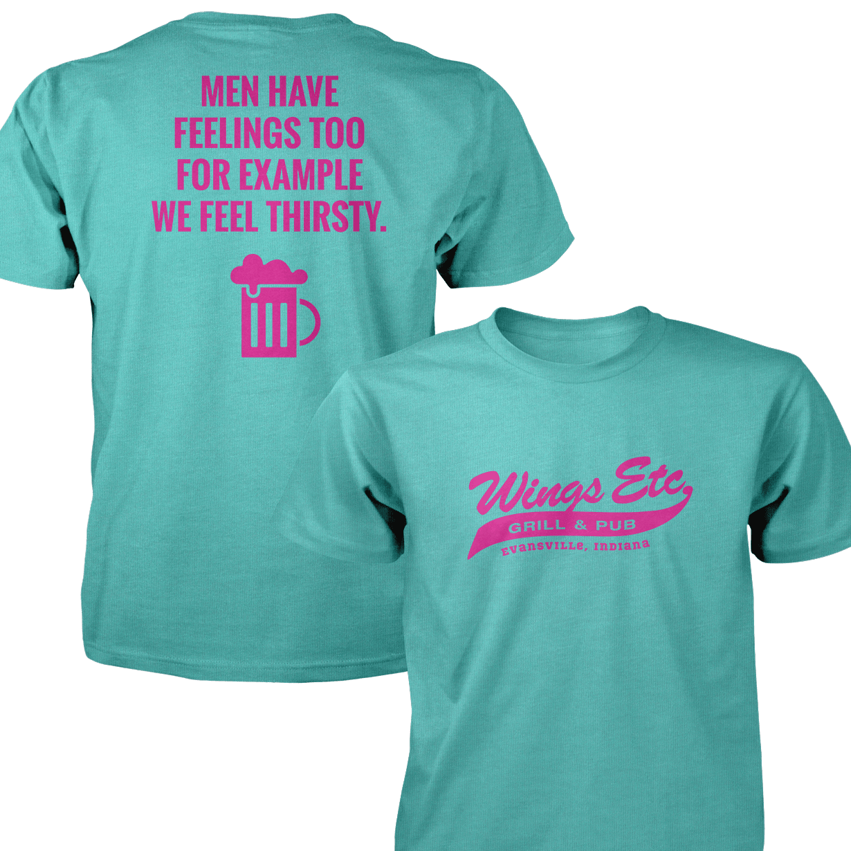 Wings Etc. Men Have Feelings Too - Next Level Premium Cvc Crew T-Shirt - Evansville Indiana