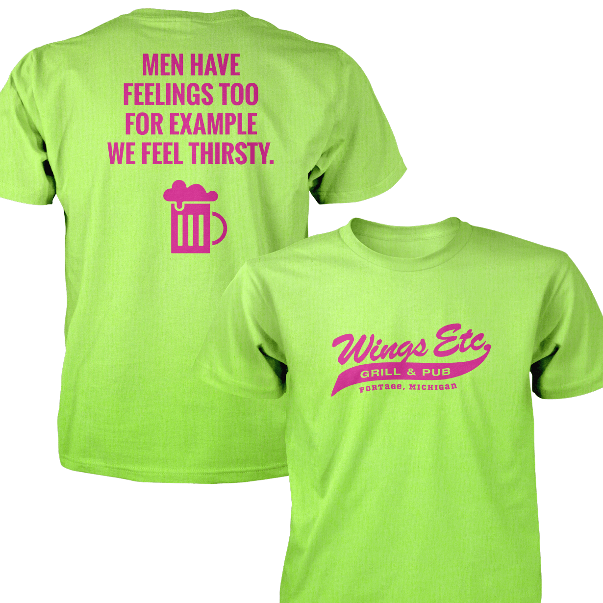 Wings Etc. Men Have Feelings Too - Next Level Premium Cvc Crew T-Shirt - Portage Michigan