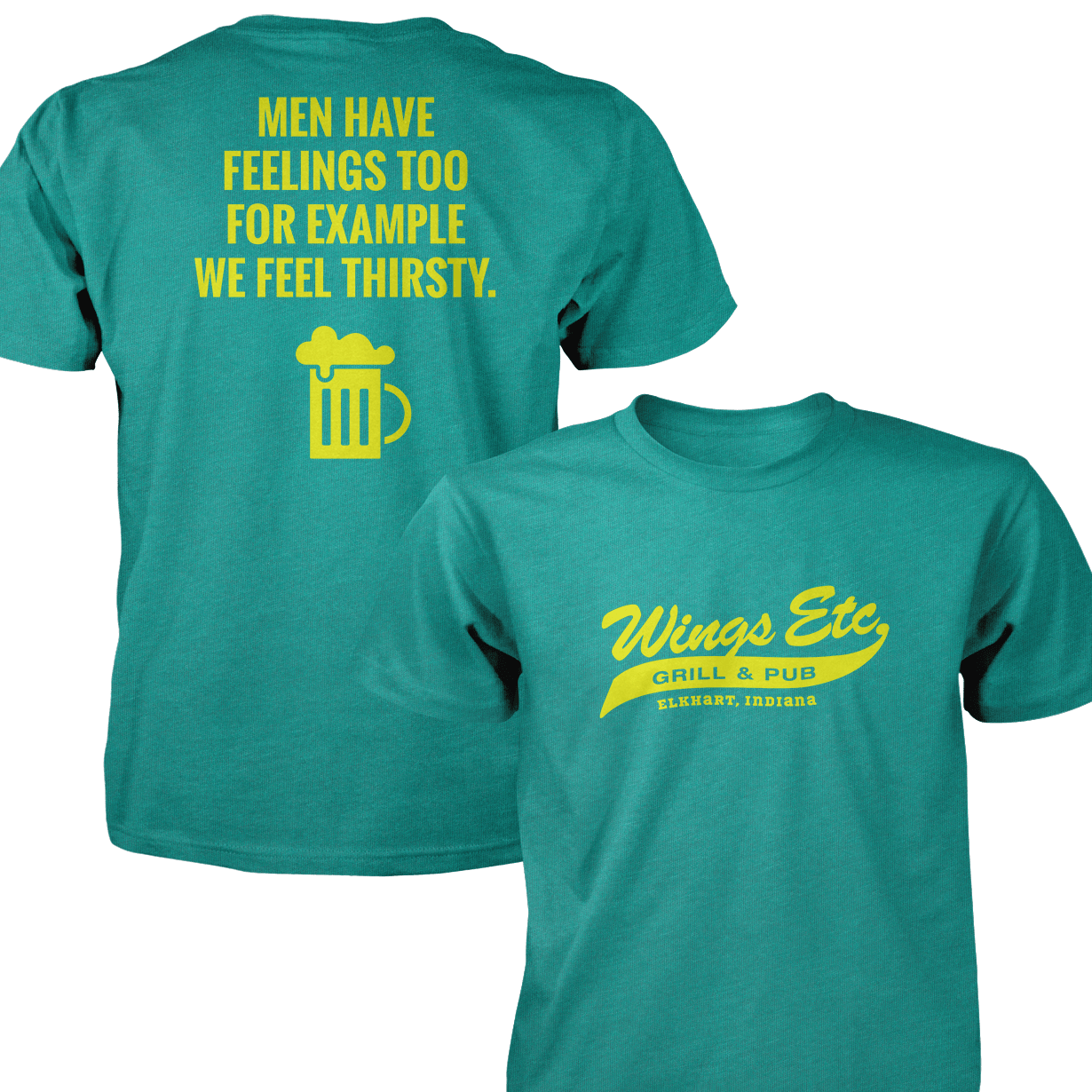 Wings Etc. Men Have Feelings Too - Next Level Premium Cvc Crew T-Shirt - Elkhart Indiana