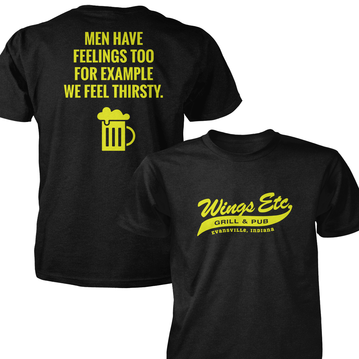 Wings Etc. Men Have Feelings Too - Next Level Premium Cvc Crew T-Shirt - Evansville Indiana
