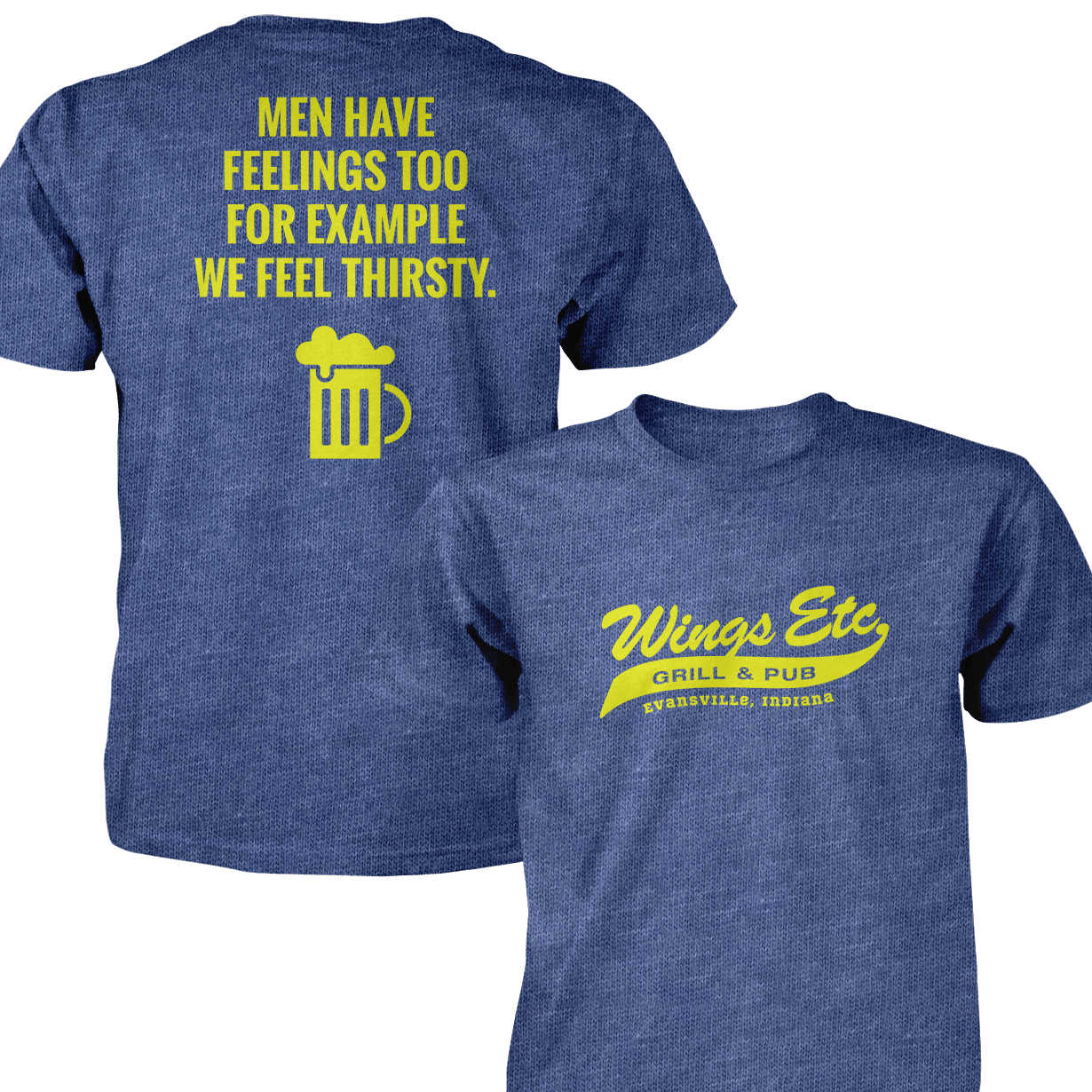 Wings Etc. Men Have Feelings Too - Next Level Premium Cvc Crew T-Shirt - Evansville Indiana