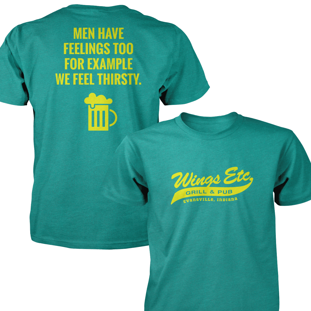 Wings Etc. Men Have Feelings Too - Next Level Premium Cvc Crew T-Shirt - Evansville Indiana