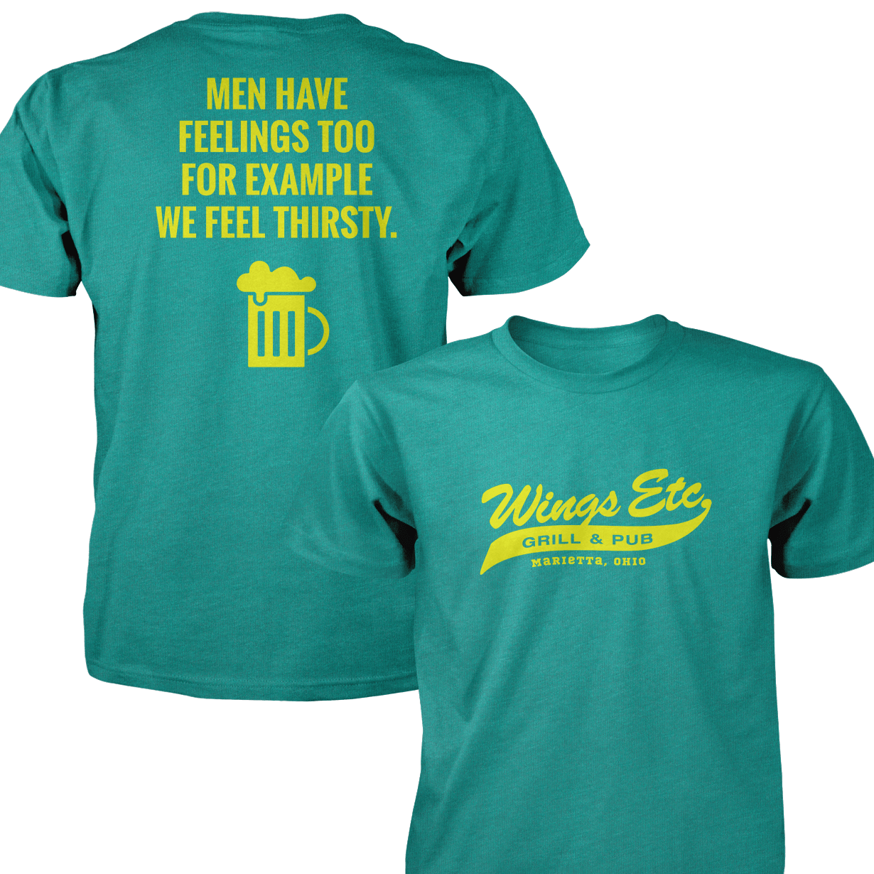 Wings Etc. Men Have Feelings Too - Next Level Premium Cvc Crew T-Shirt - Marietta Ohio