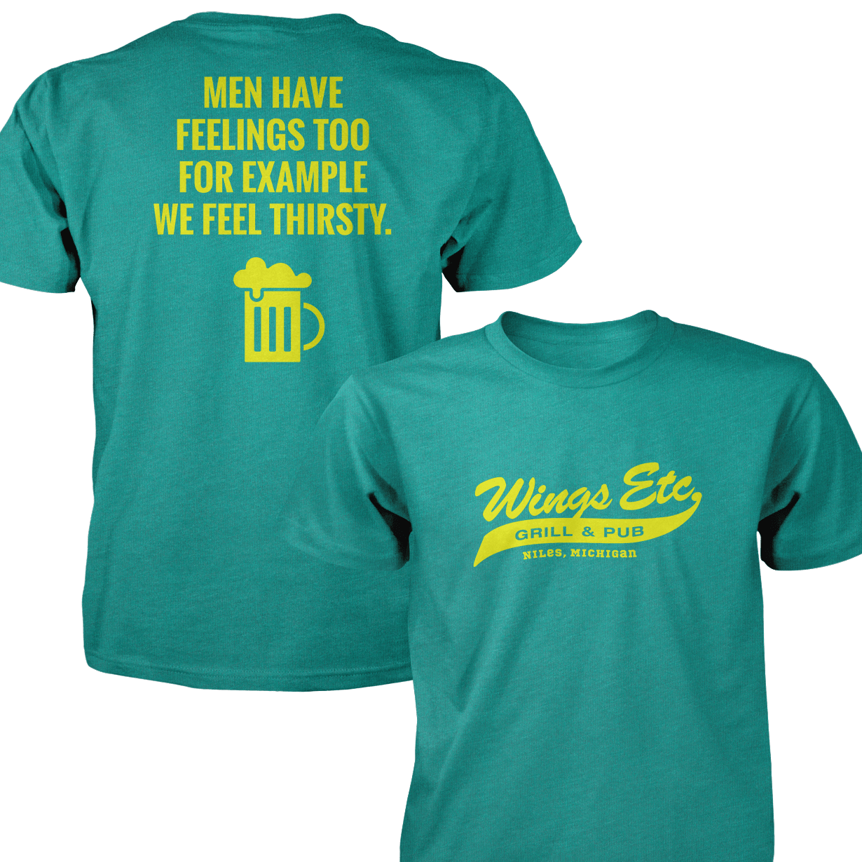 Wings Etc. Men Have Feelings Too - Next Level Premium Cvc Crew T-Shirt - Niles Michigan