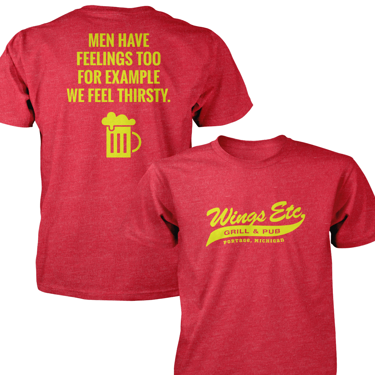 Wings Etc. Men Have Feelings Too - Next Level Premium Cvc Crew T-Shirt - Portage Michigan