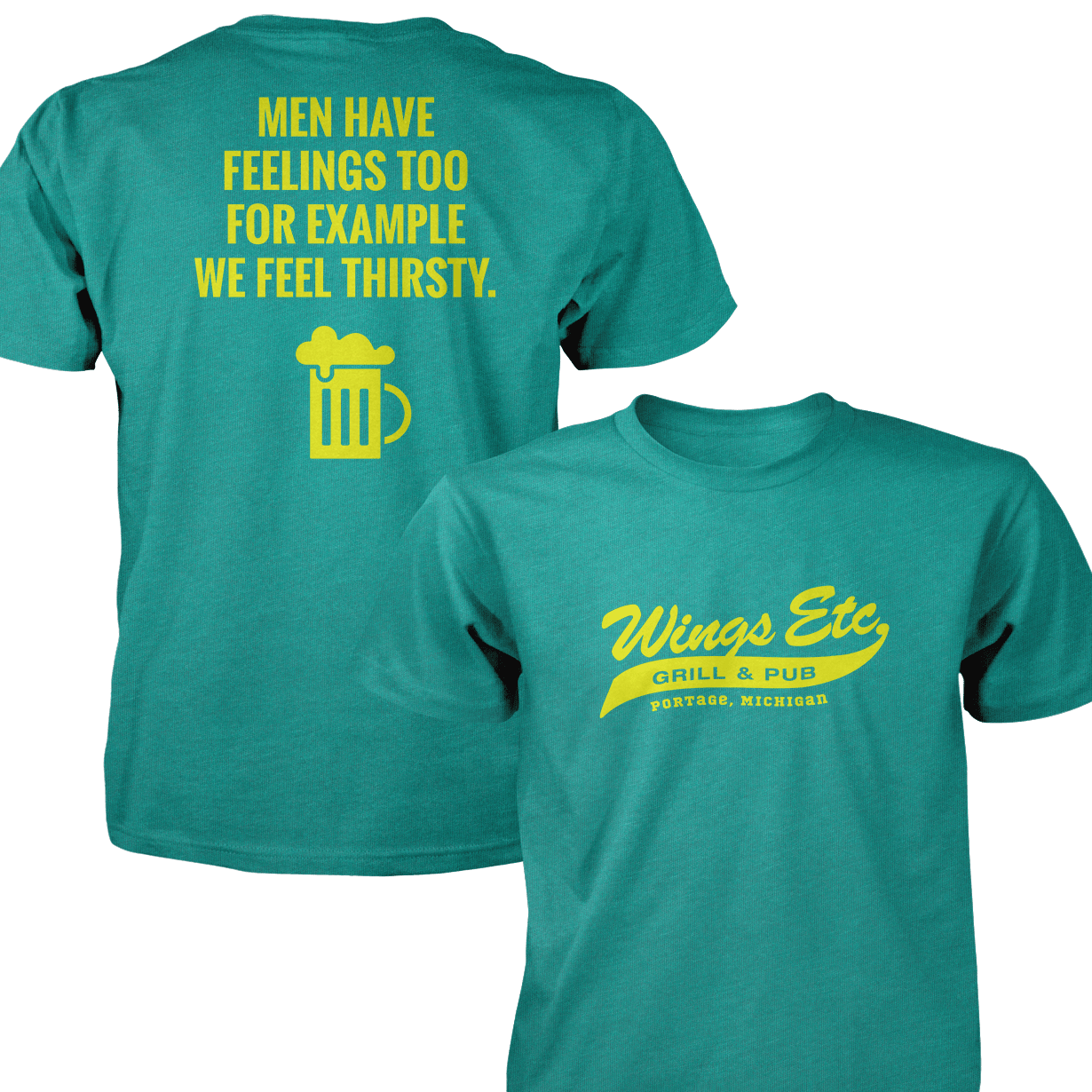 Wings Etc. Men Have Feelings Too - Next Level Premium Cvc Crew T-Shirt - Portage Michigan