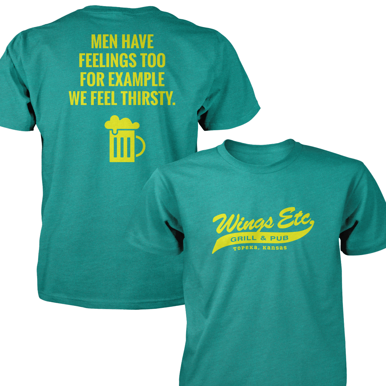 Wings Etc. Men Have Feelings Too - Next Level Premium Cvc Crew T-Shirt - Topeka Kansas