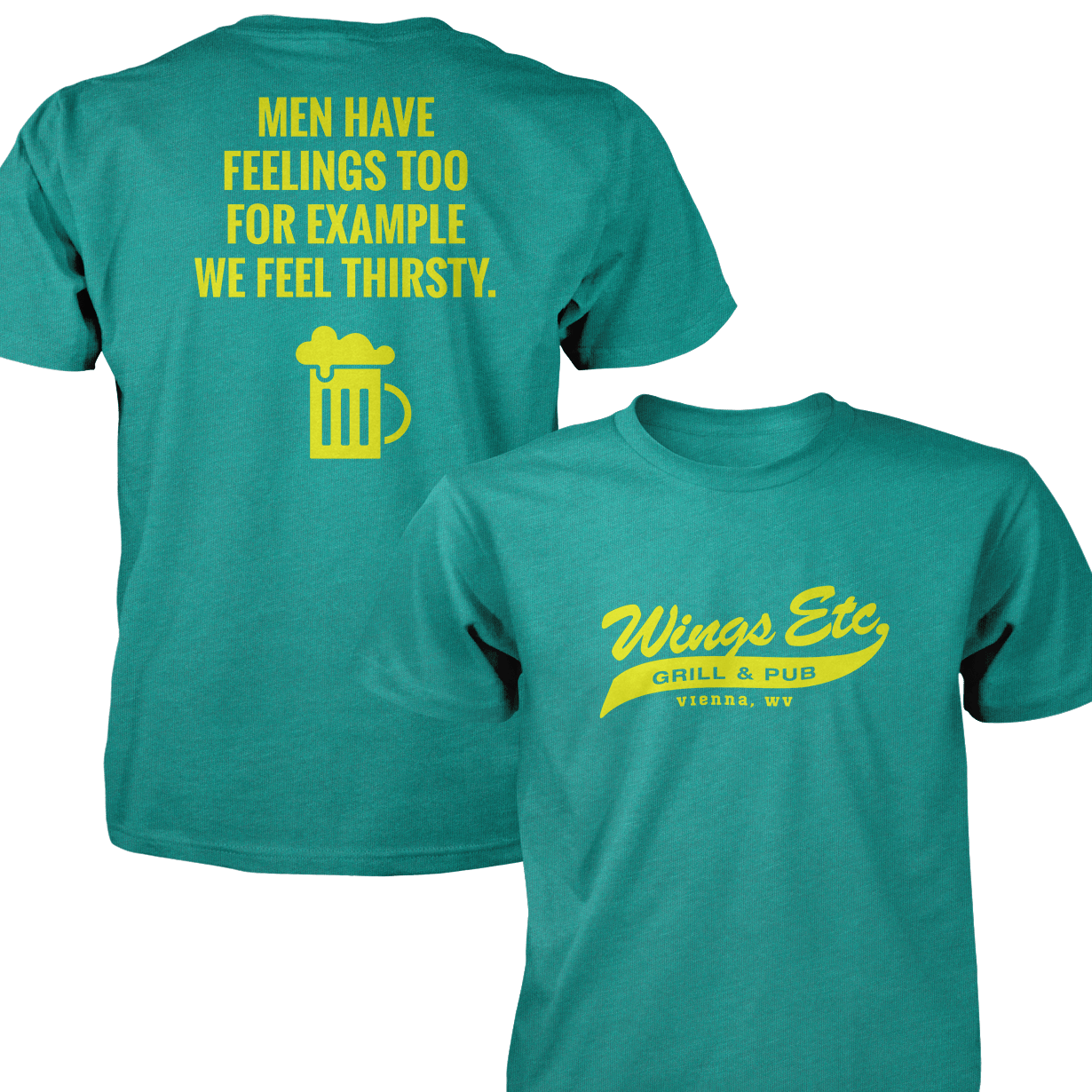 Wings Etc. Men Have Feelings Too - Next Level Premium Cvc Crew T-Shirt - Vienna West Virginia