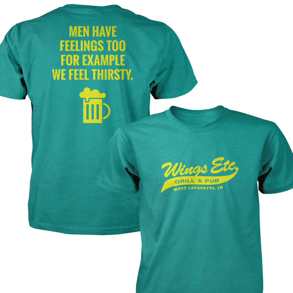 Wings Etc. Men Have Feelings Too - Next Level Premium Cvc Crew T-Shirt - West Lafayette Indiana