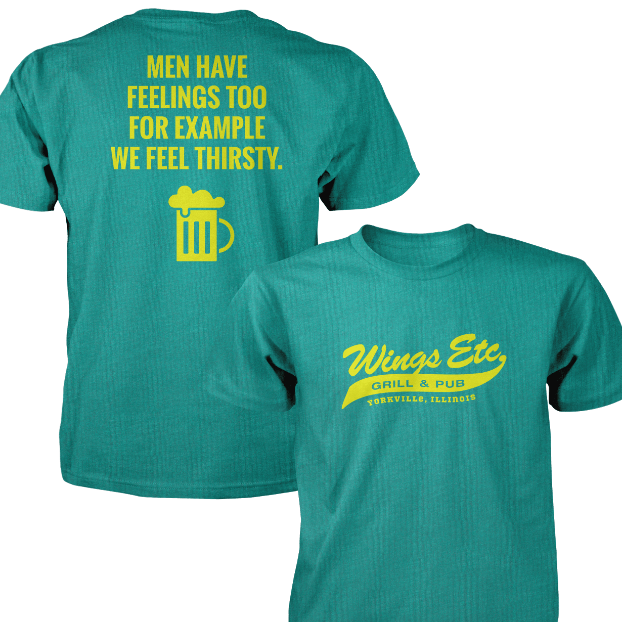 Wings Etc. Men Have Feelings Too - Next Level Premium Cvc Crew T-Shirt - Yorkville Illinois