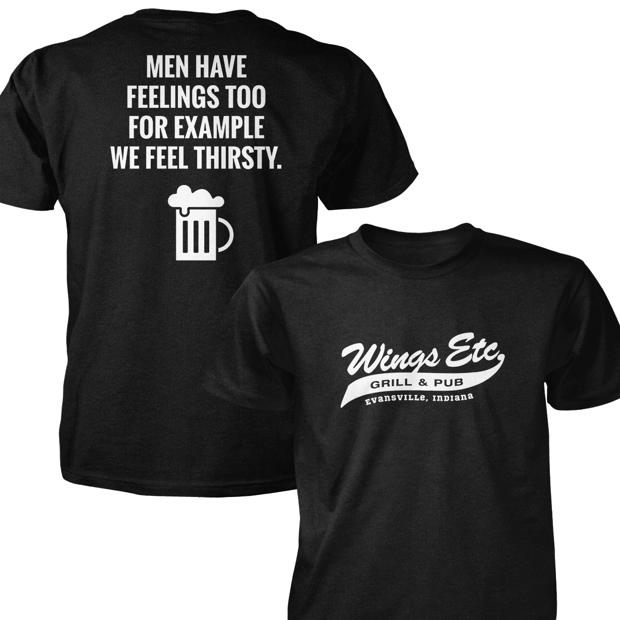 Wings Etc. Men Have Feelings Too - Next Level Premium Cvc Crew T-Shirt - Evansville Indiana